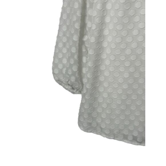41 Hawthorn White Polka Dot V-Neck 3/4 Sleeve Tunic Top Women's Size Large - Picture 4 of 8